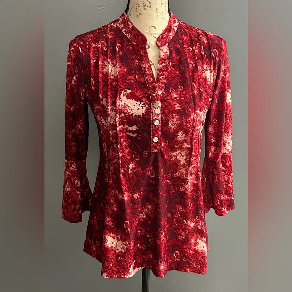 Notations Red Patterned Blouse - image 7